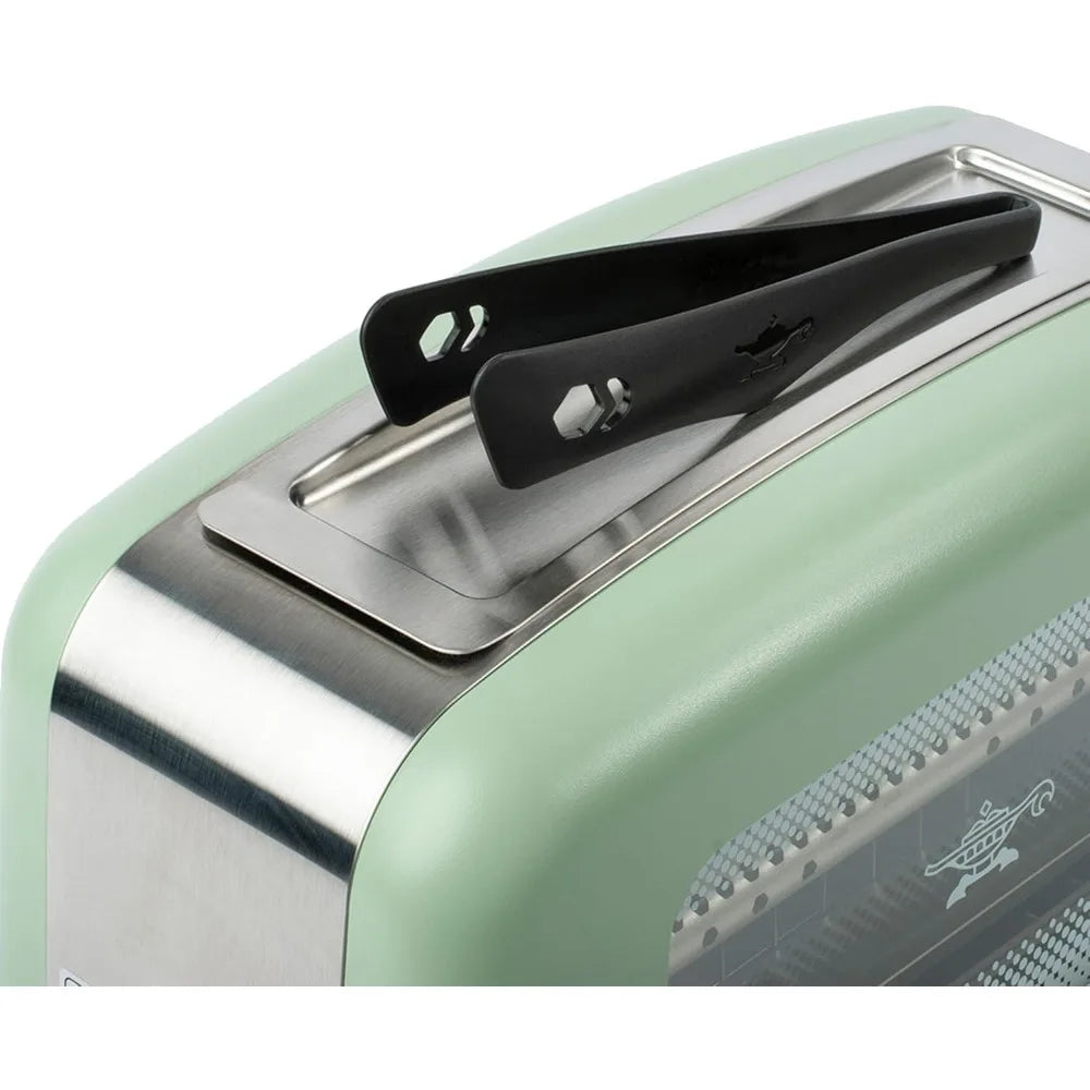 Pop-Up Toaster – 7 Heat Settings, Bagel Mode, Olive/Brushed Nickel Design