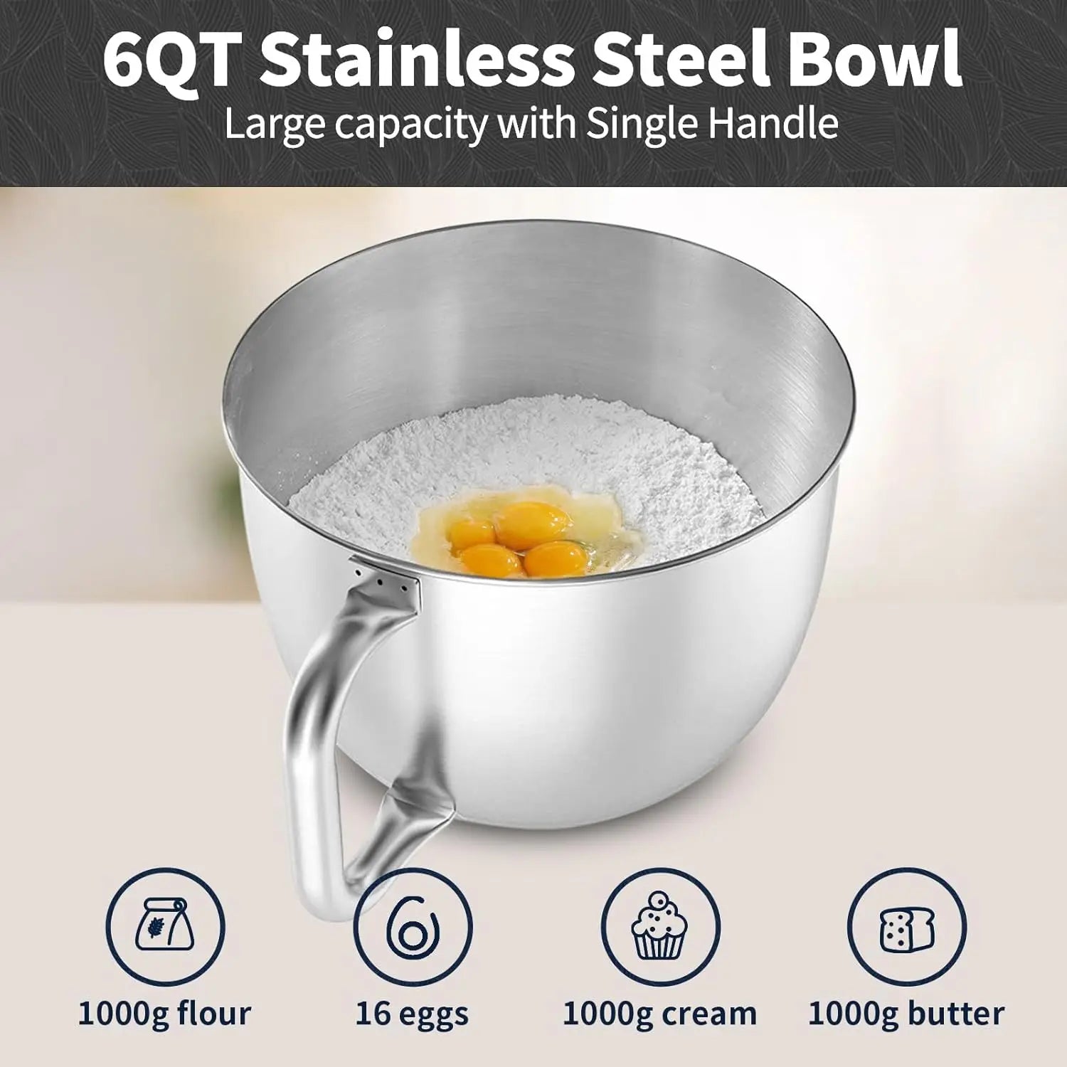 Stand Mixer – 6QT, 600W Tilt-Head Dough Mixer