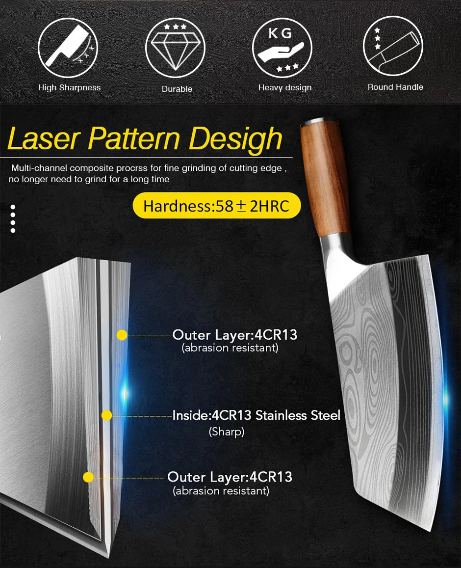 Damascus Kitchen Knife Cleaver