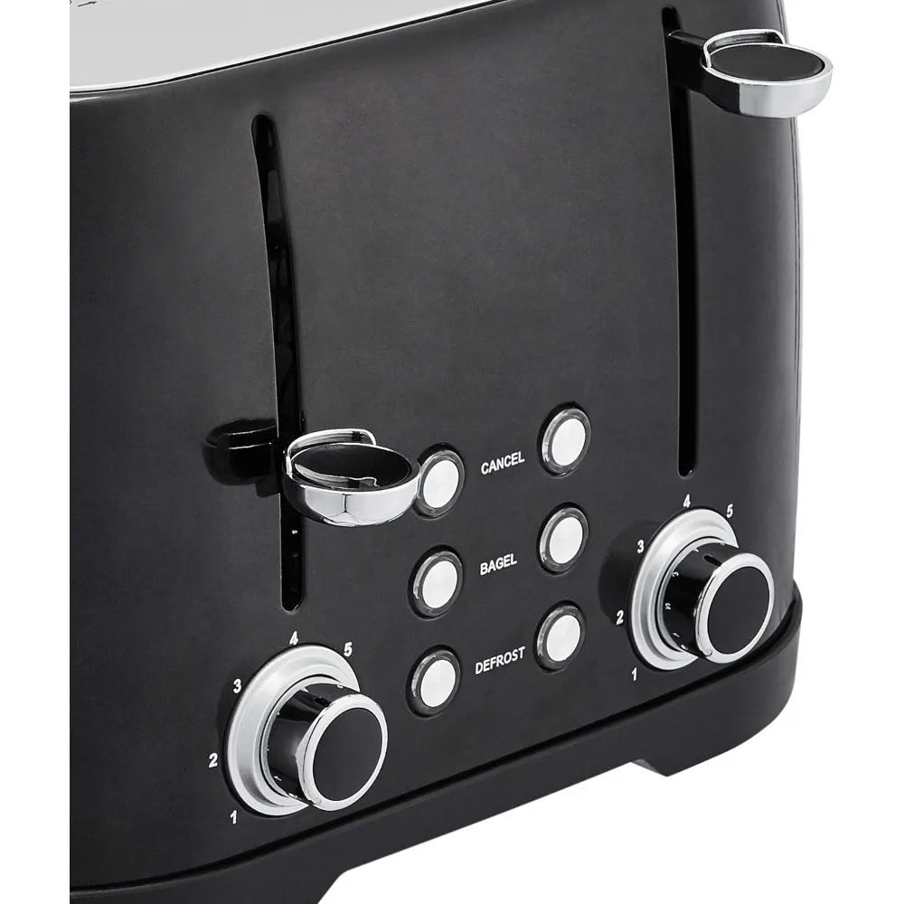 4-Slot Black Toaster – Bread Toast Machine for Kitchen & Home